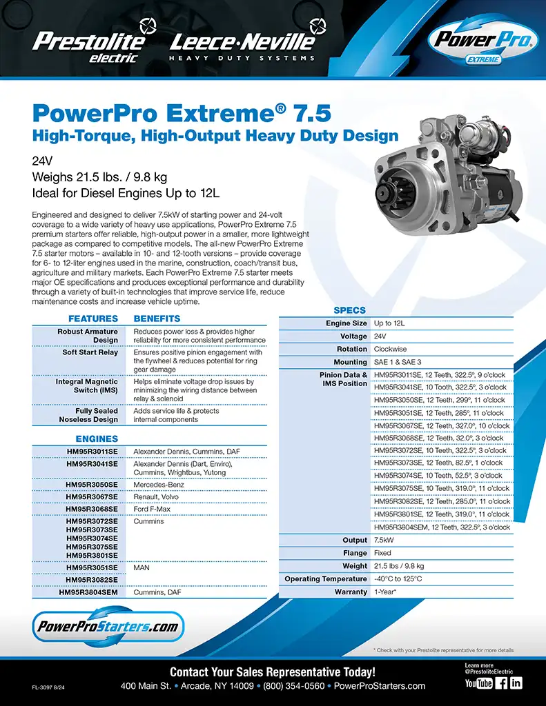 PowerPro Extreme 7.5 Specs Flyer